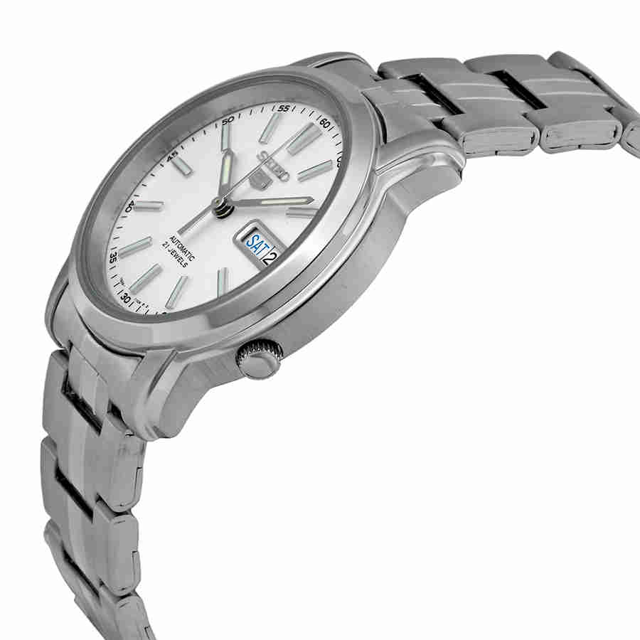 Automatic White Dial Stainless Steel Mens Watch SNKL75