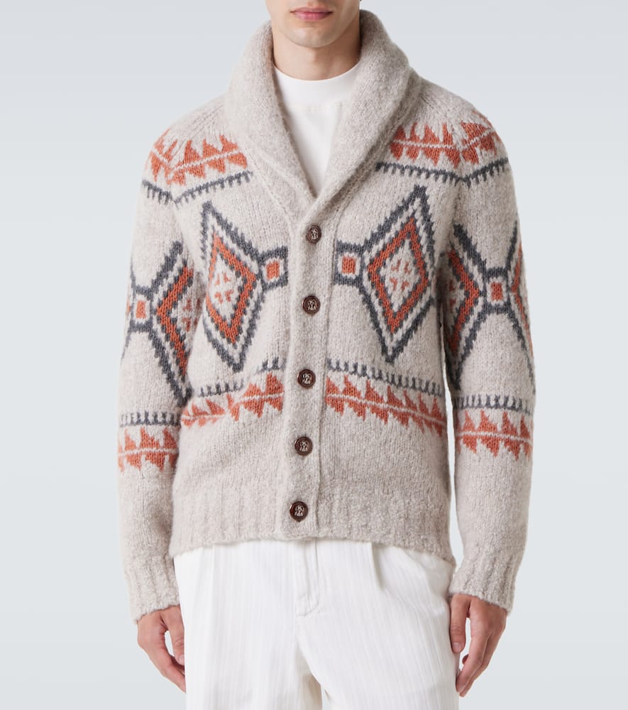 Jacquard wool-blend cardigan