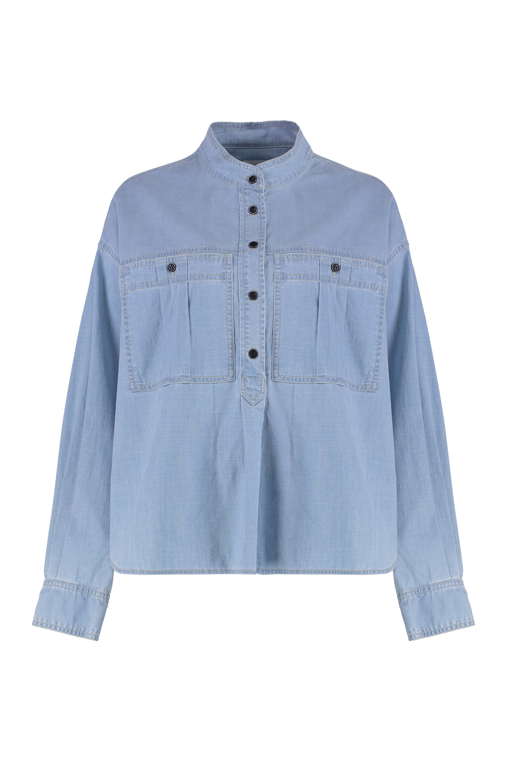 Vero Cotton Denim Blouse with Flap Pockets