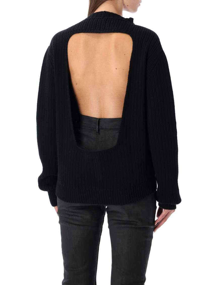 Al Pull Opens Back Long Sleeve Wool Knit Knitwear Black