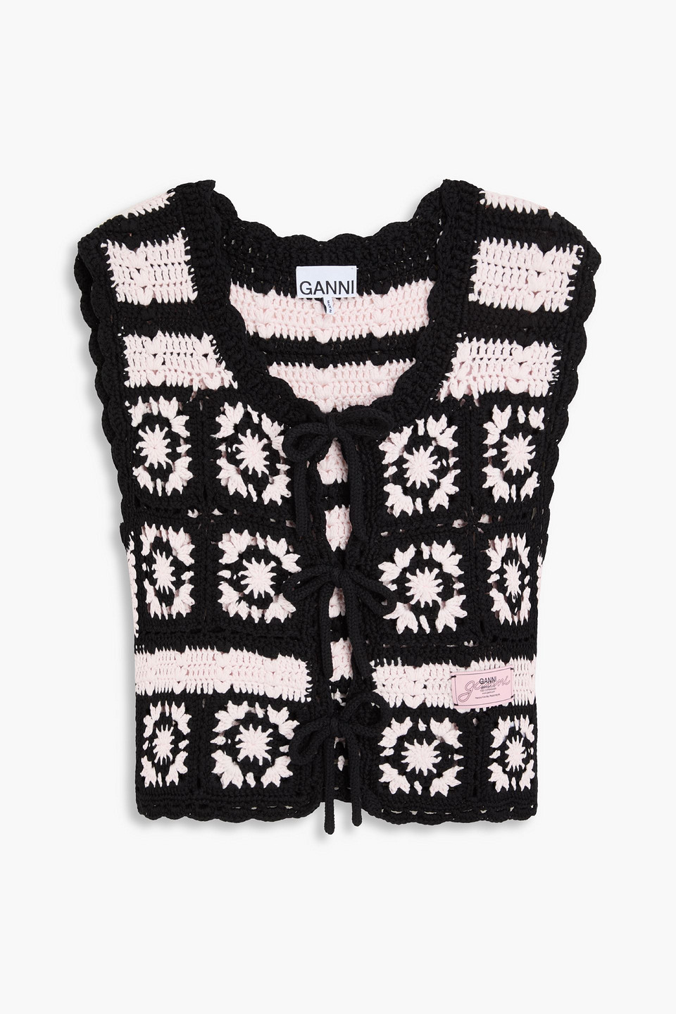 Crocheted cotton top - Black - L