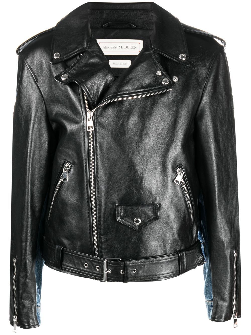 Panelled biker jacket - Black