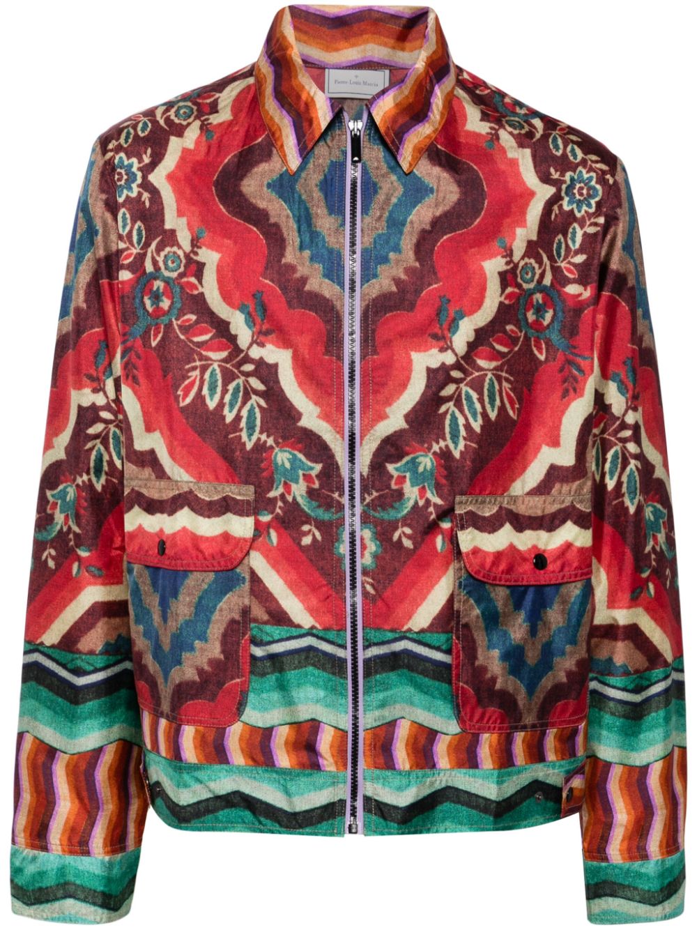 Graphic-print shirt jacket - Red