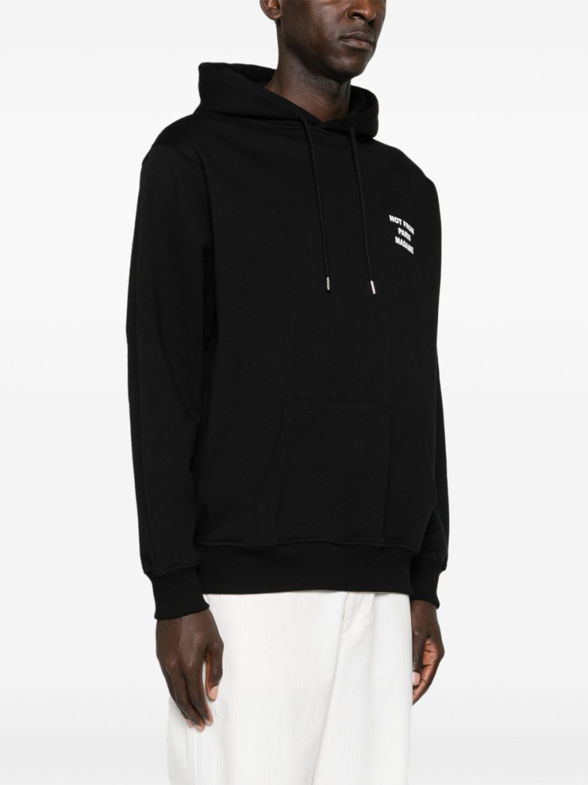 Black Hoodie With Logo In Cotton Man