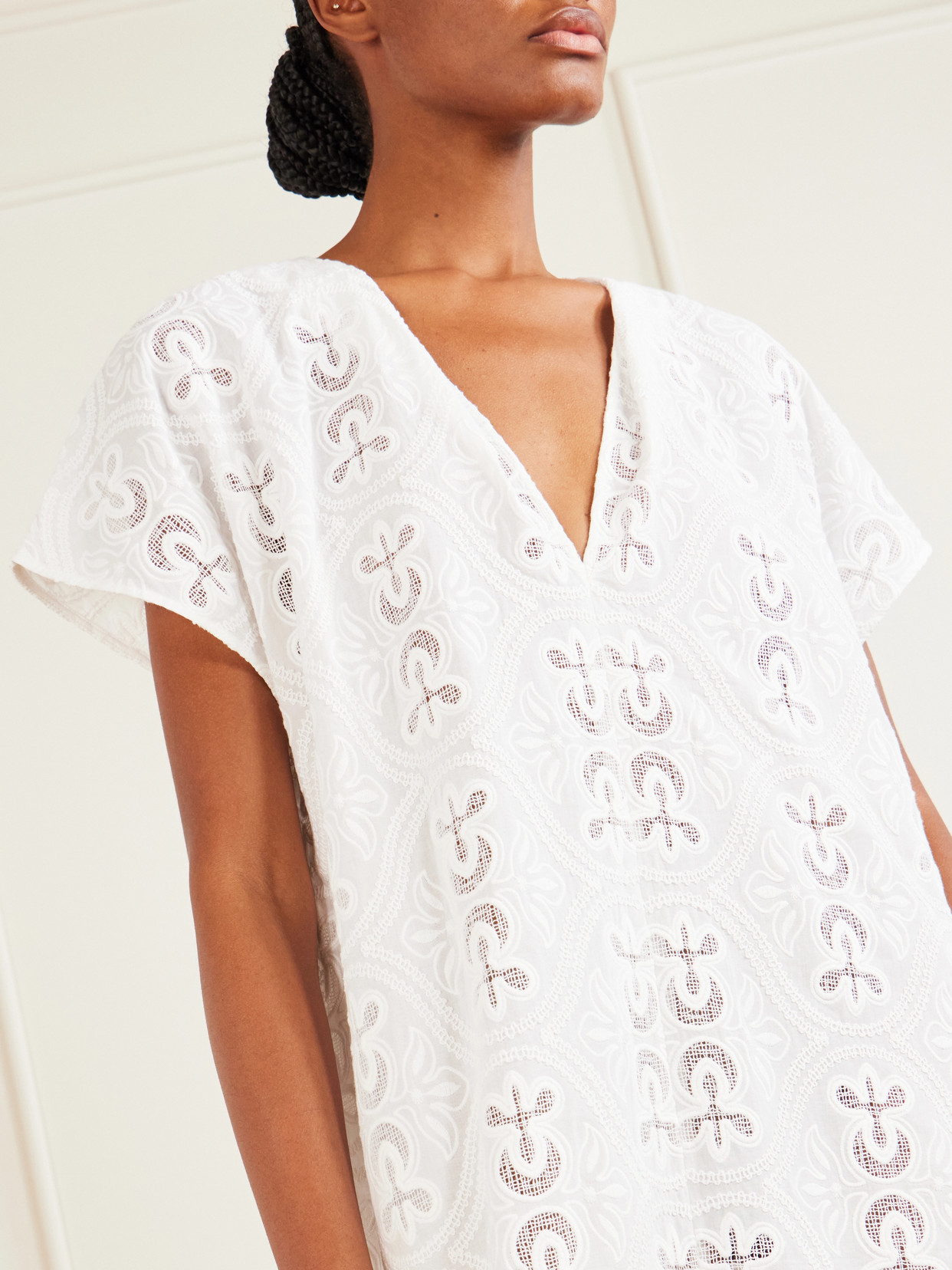 Yuna Embroidered Cotton-blend Midi Dress - White