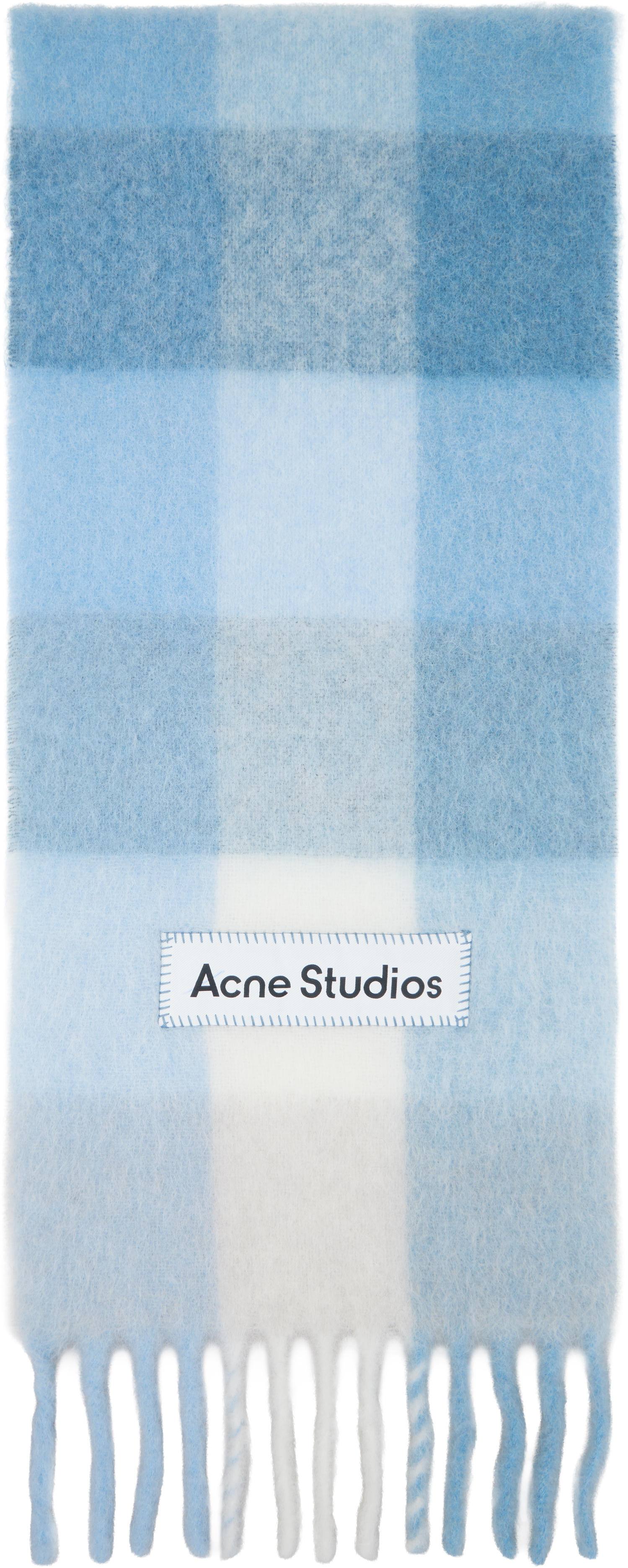 Blue Mohair Checked Scarf