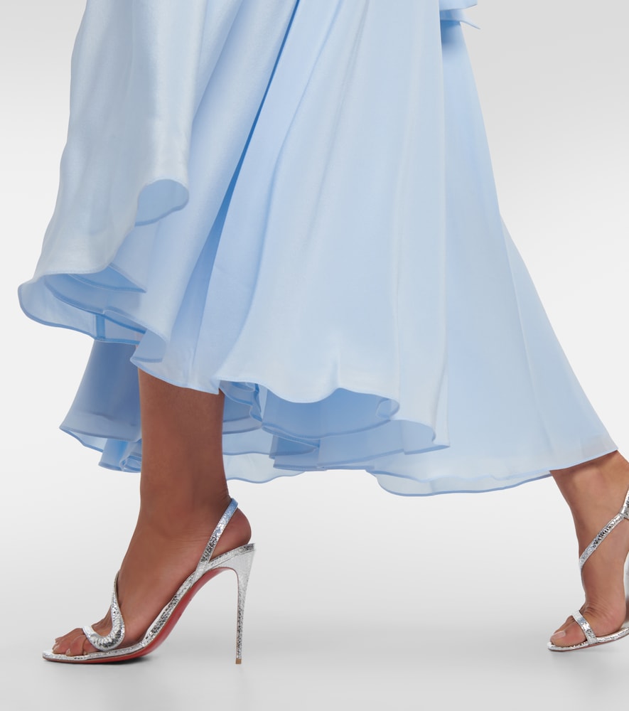 Draped silk midi dress