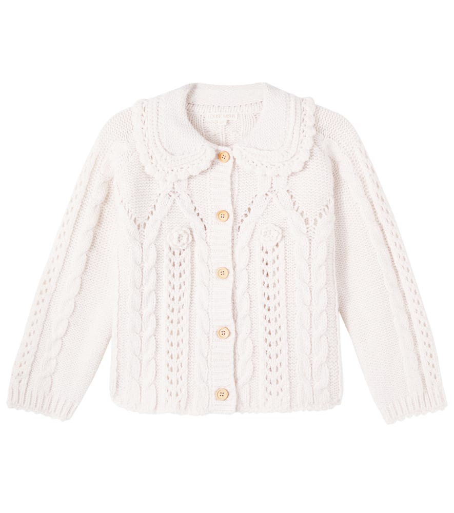 Khellana cable-knit floral cardigan