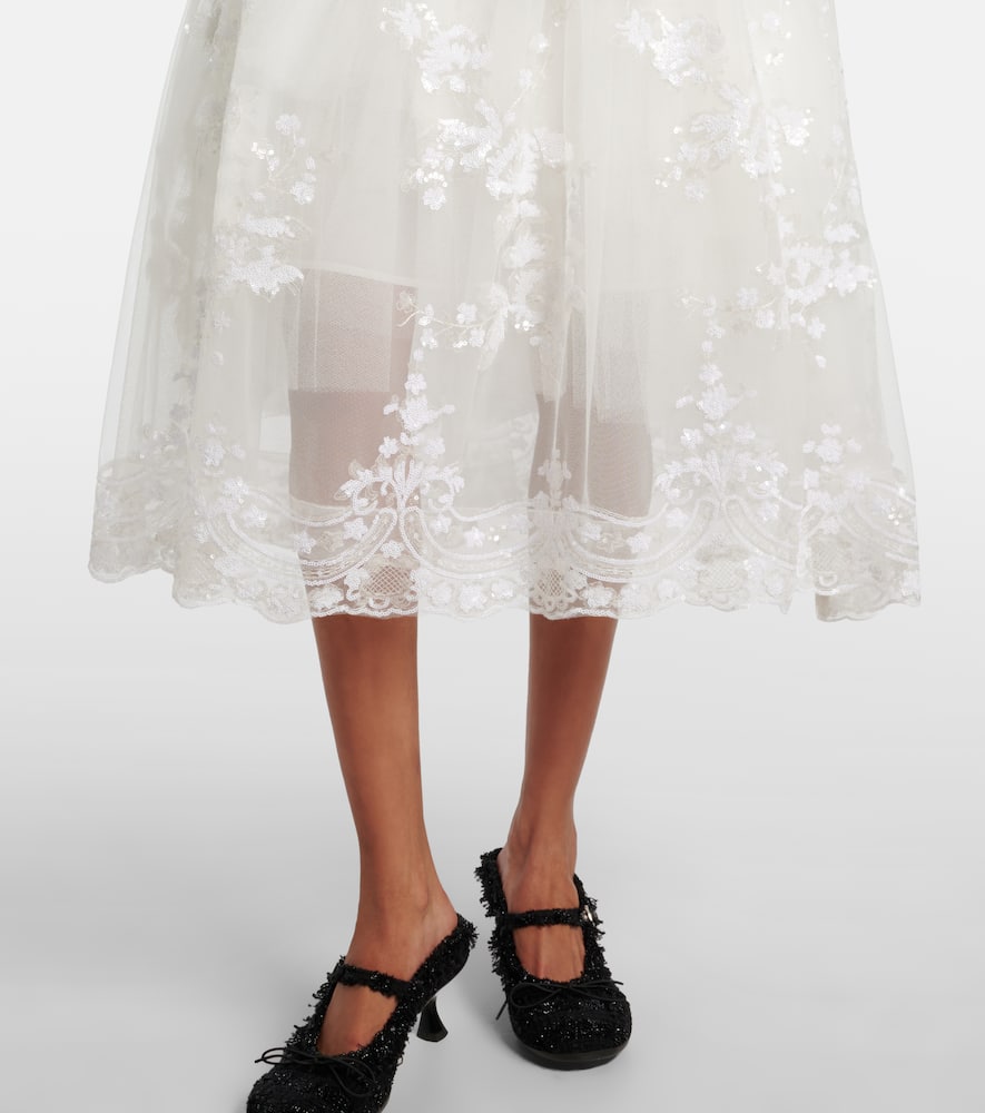 Sequined tulle midi skirt