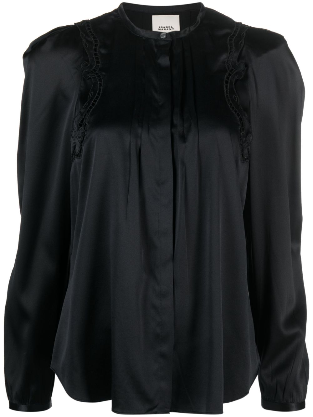 Lace-detail pleated blouse - Black