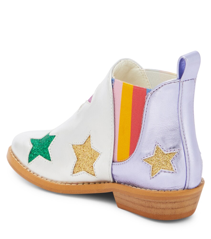 Appliqué faux leather boots