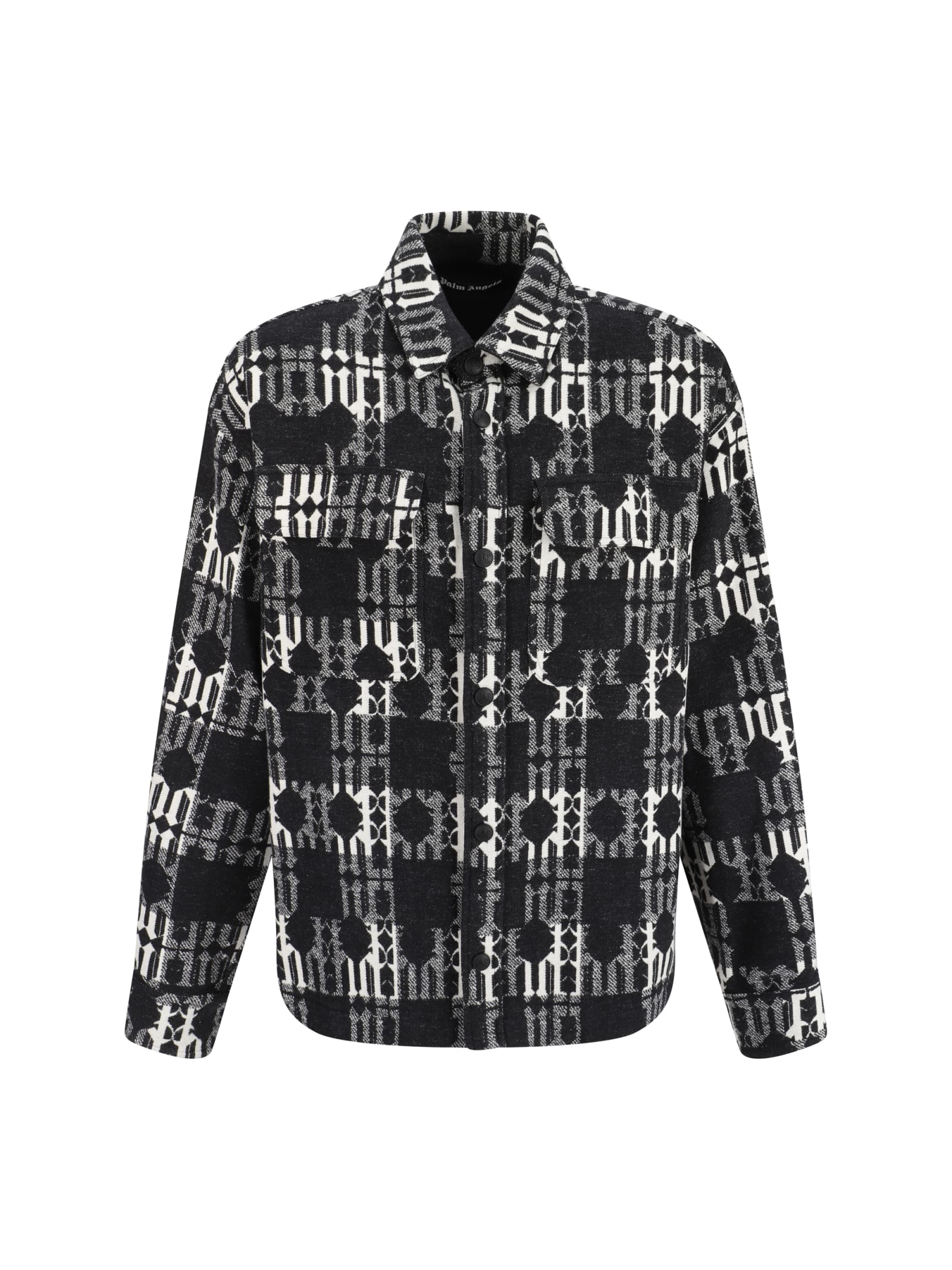 Monogram-pattern cotton shirt - Black