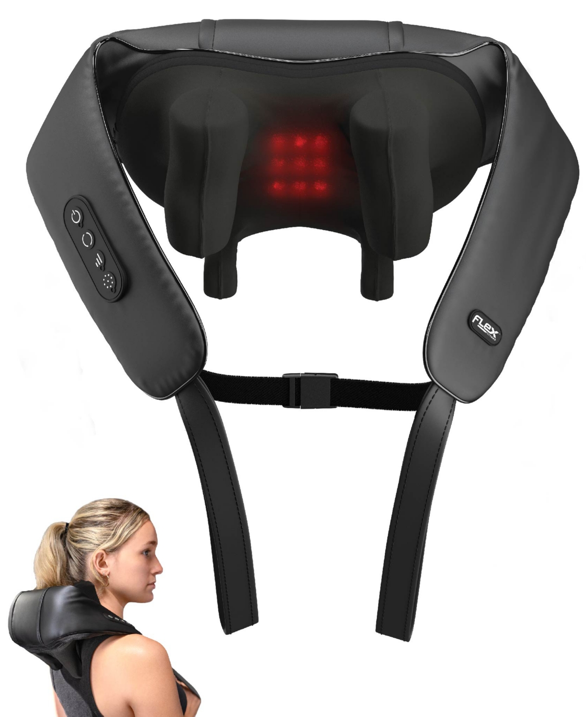 Flex Fitness ShiatsuPro Heated Cordless Shiatsu Back and Neck Massager - Black