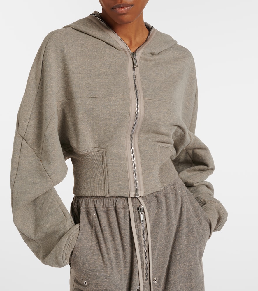 Cropped cotton-blend jersey hoodie