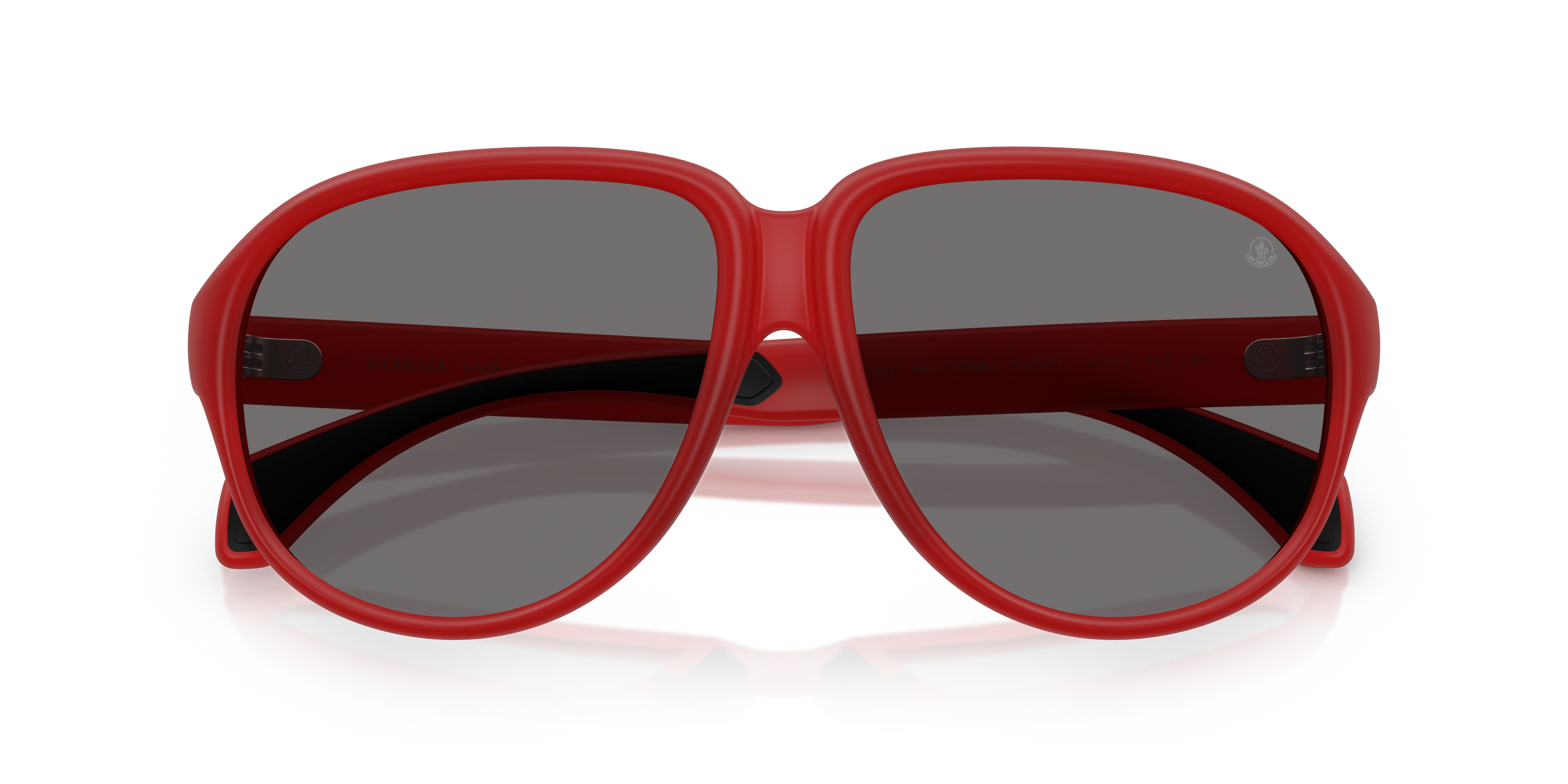 Moncler Unisex Moncler ME8001 HALCYONNE 500581 Sunglasses Injected Red Grey Pilot Polarized