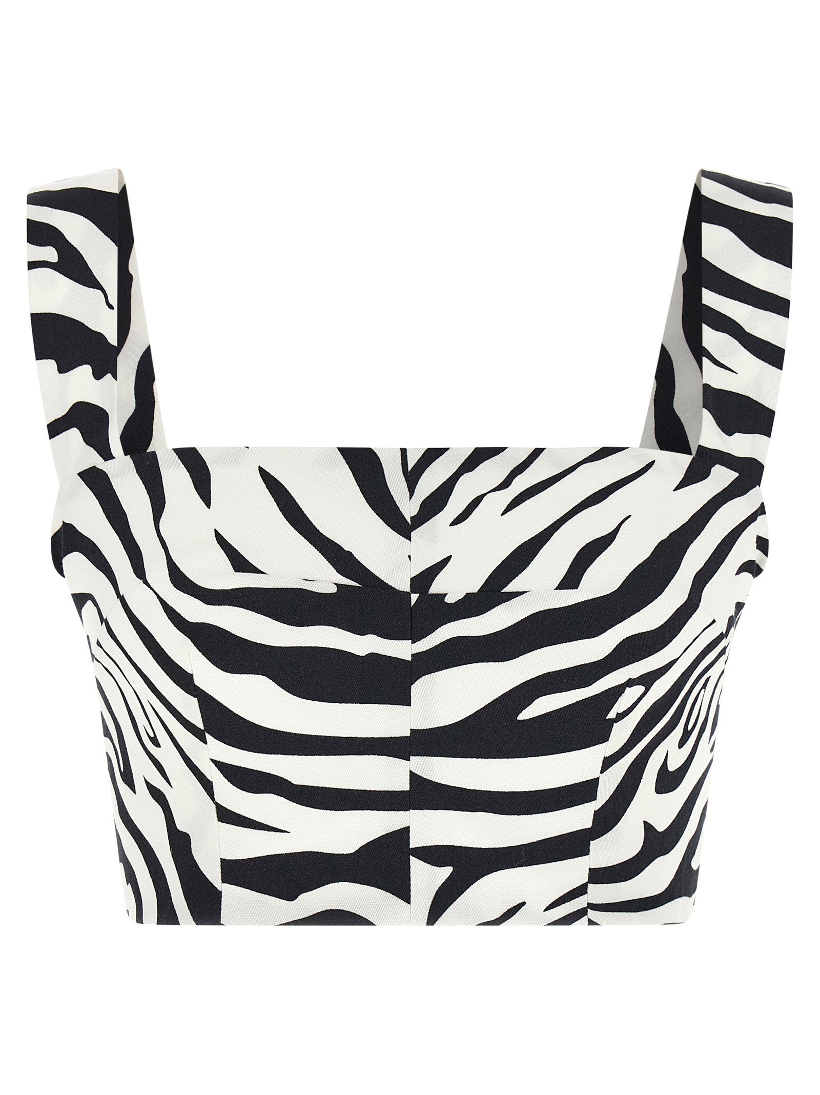 Zebra-Print Bustier Bodysuit — Black