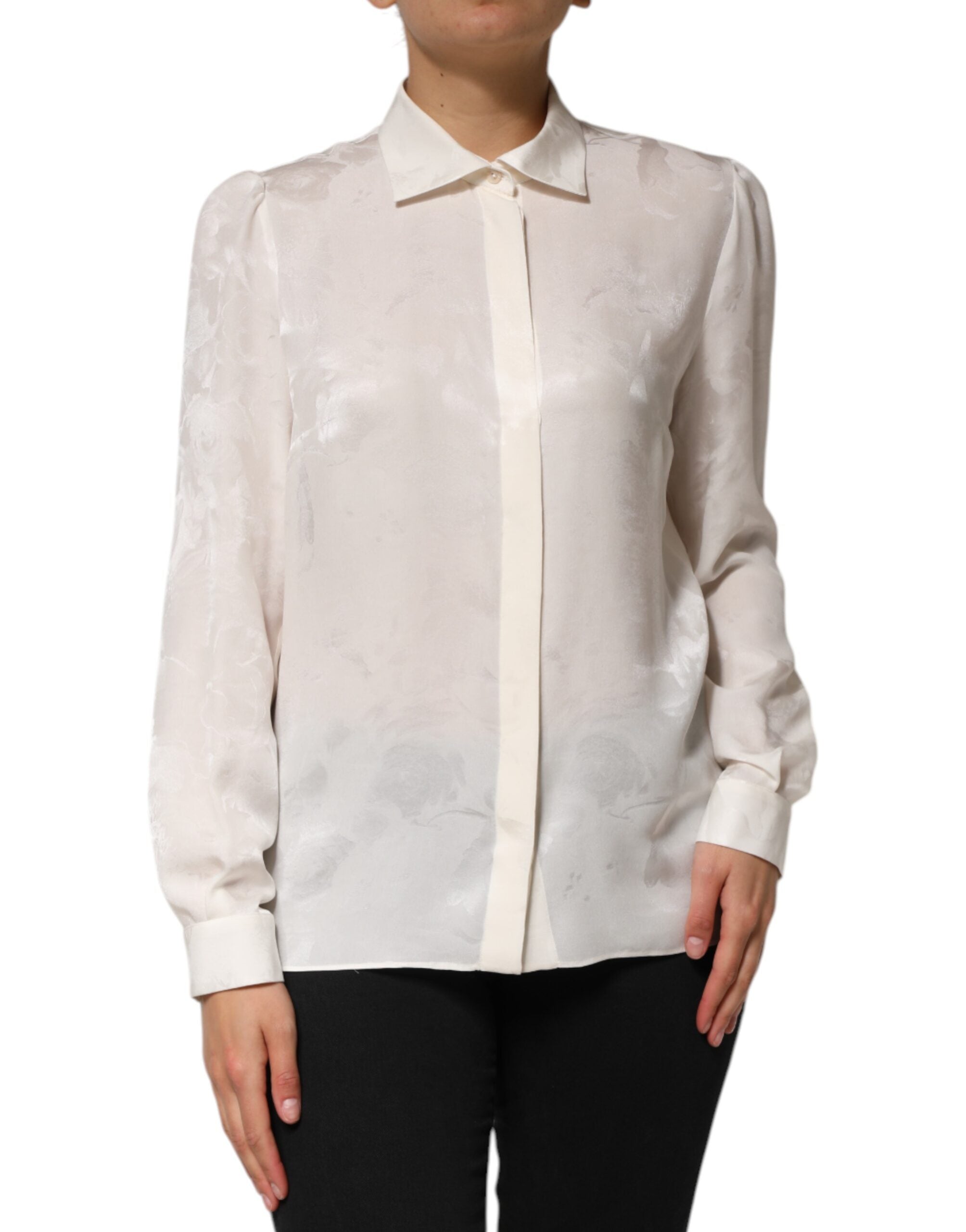 Silk Collared Blouse — White