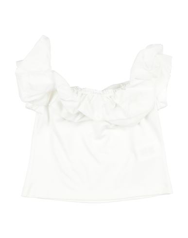 Girl Kid Girl Top White Size 11 Cotton, Elastane, Acrylic, Polyester