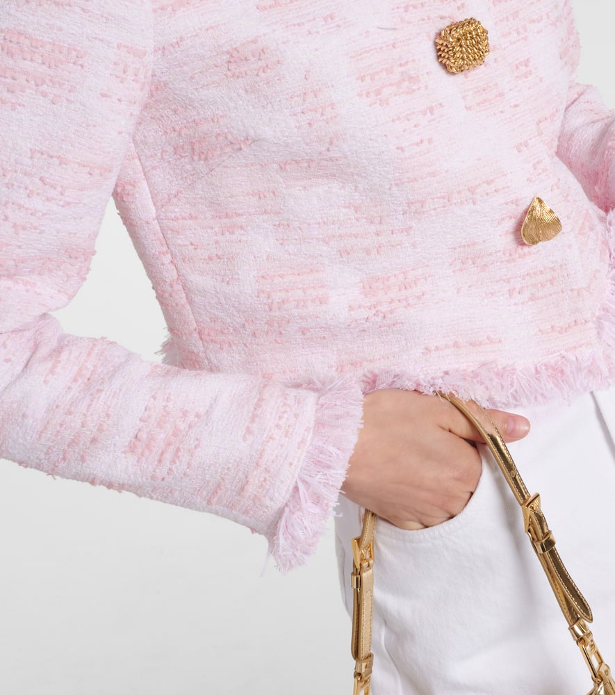 Fringed cropped tweed jacket