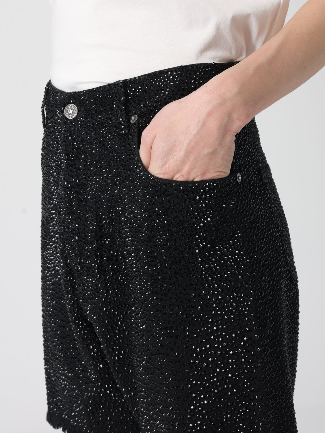 Crystal-embellished wide-leg jeans - Black