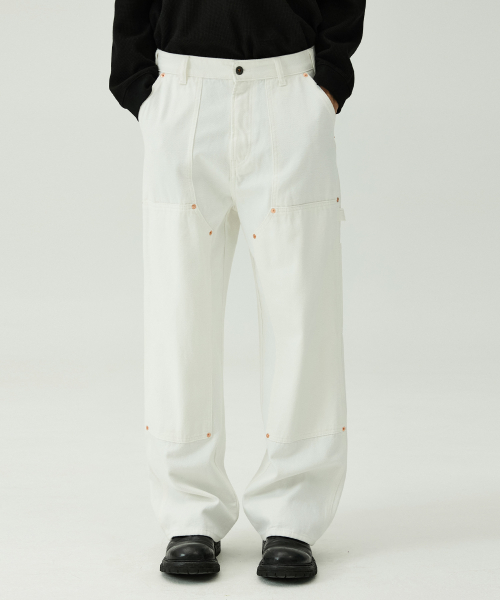 Parven 4405 Double Knee Carpenter Wide Fit Off-White Pants