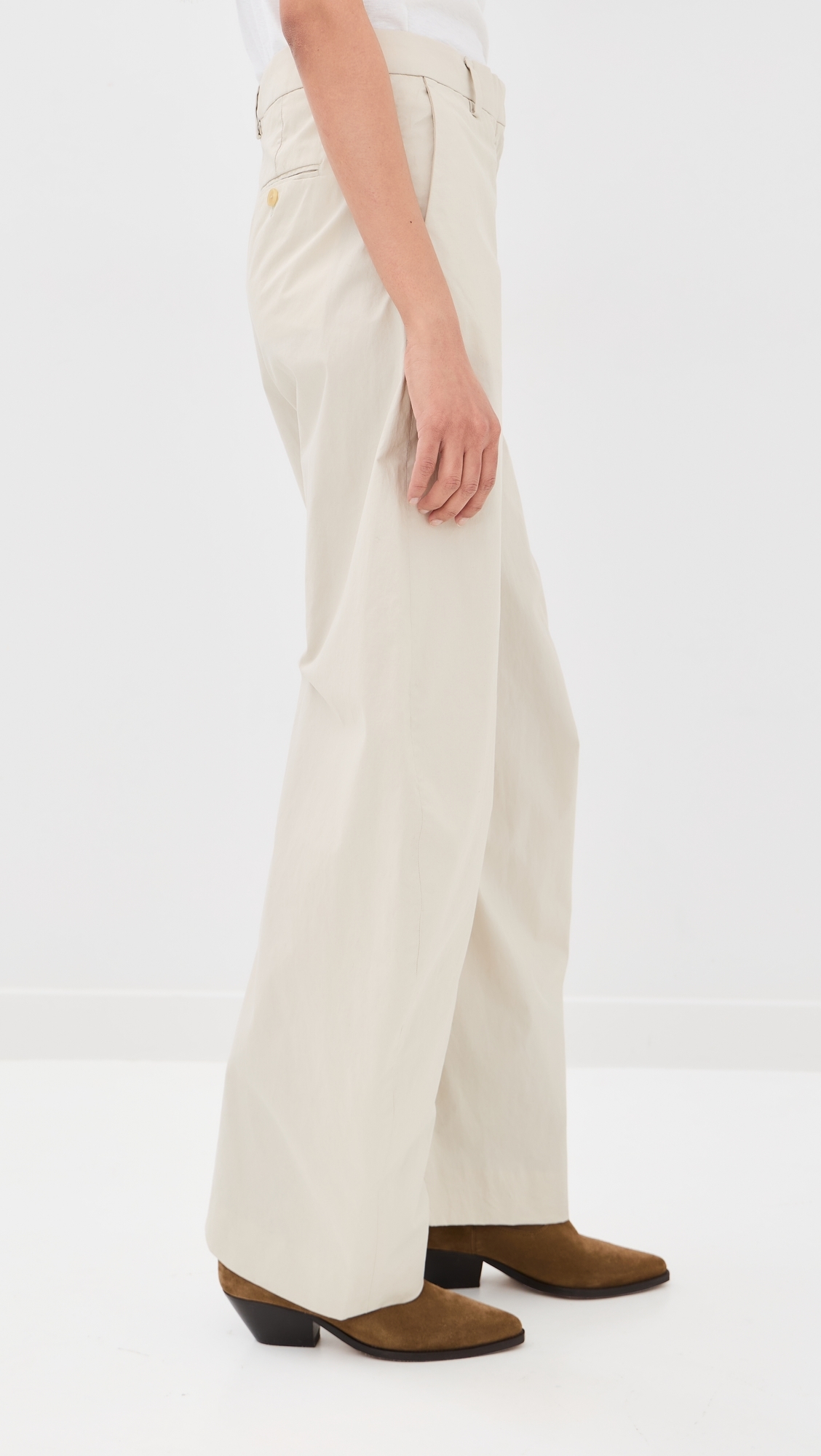 Barrel Leg Trousers Light Beige