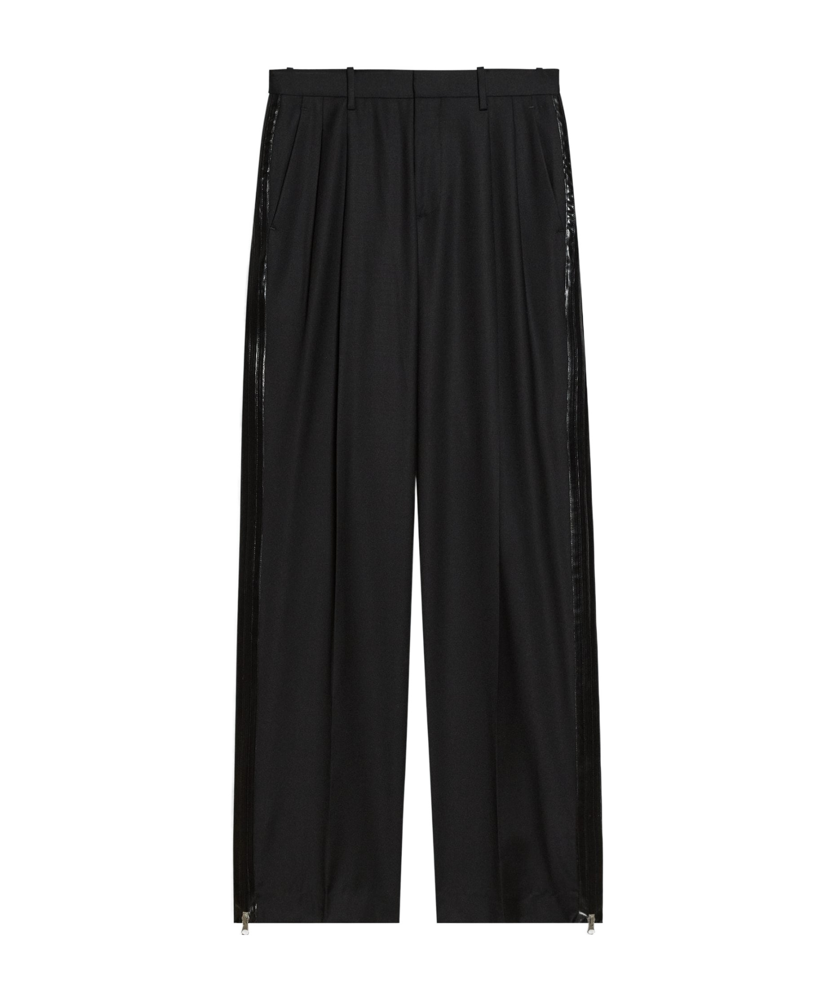 Zip Double-Pleated Trousers