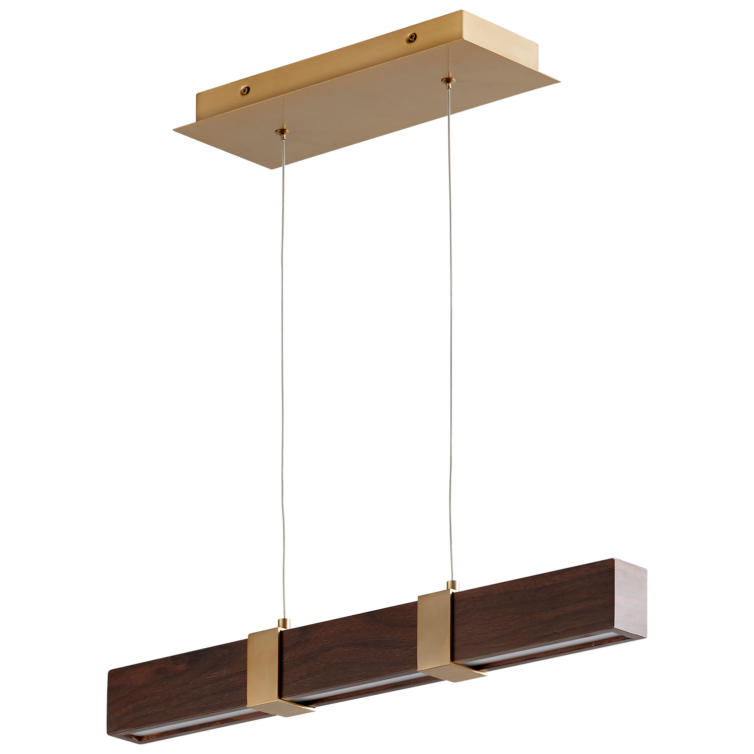 Aged Brass W Walnut LED Pendant from the Decca Collection