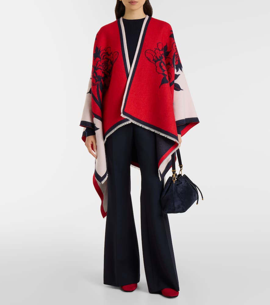 Soul floral wool and silk poncho