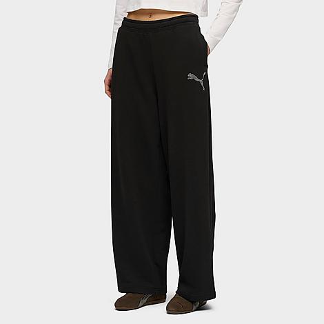 Women's Essentials Graphics Bedazzled Slouchy Pants in Black