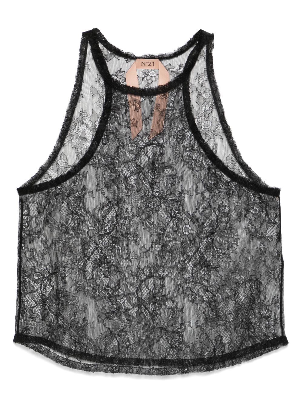 Nº21 floral-lace tank top - Black