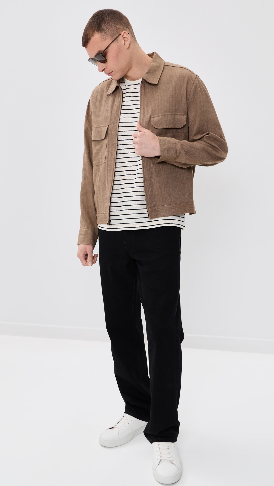 Stretch Linen Tee Midnight/Egret