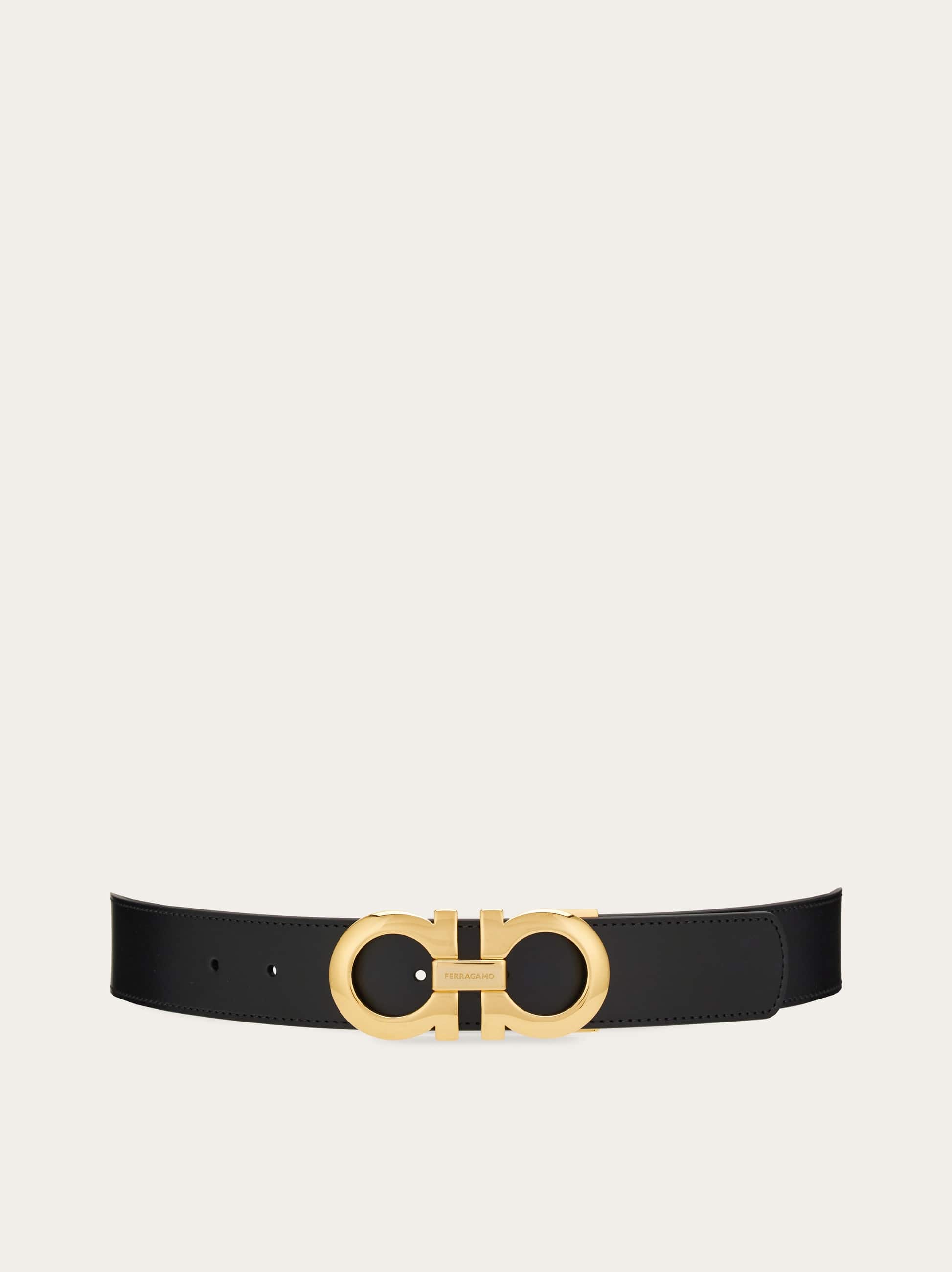 Men Reversible and adjustable Gancini belt Black