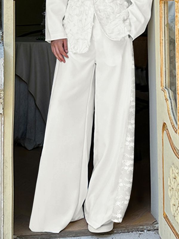 Men's Jacquard Patchwork Casual Pant SKUL46554 - White / S