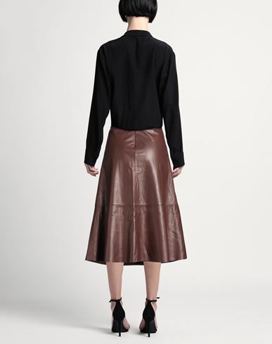 La Rêveuse Woman Midi skirt Chocolate brown Size 6 Leather