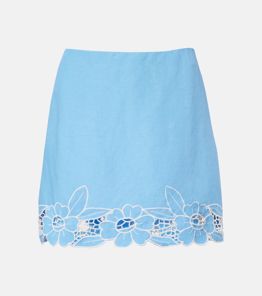 Nancye cutout linen-blend miniskirt