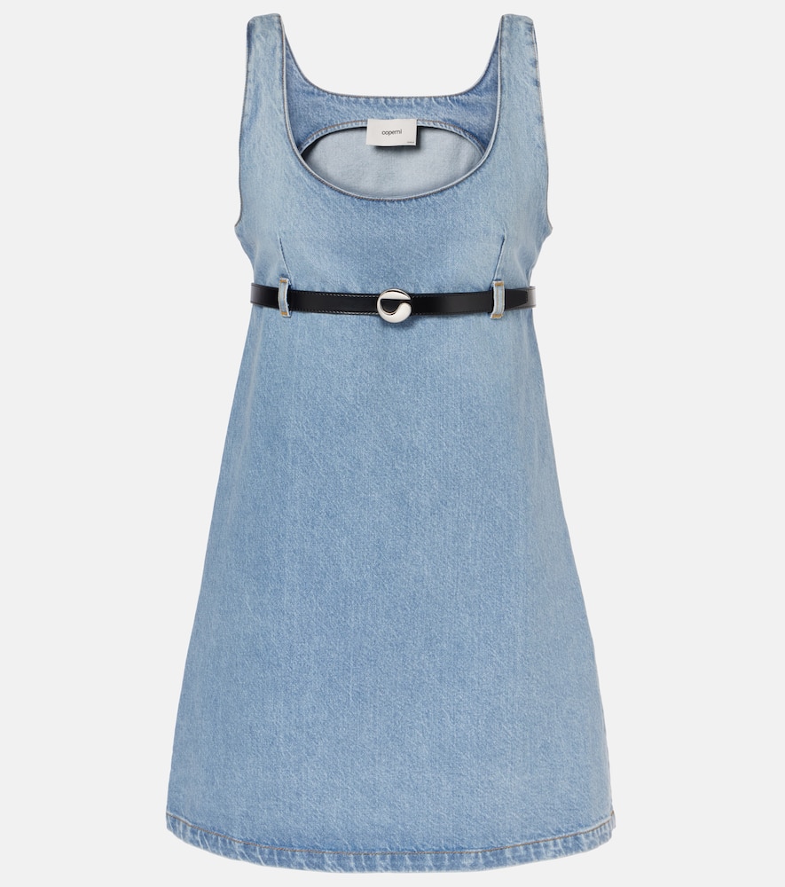 Belted denim minidress