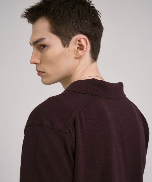 Refined Knit Polo Shirt Burgundy
