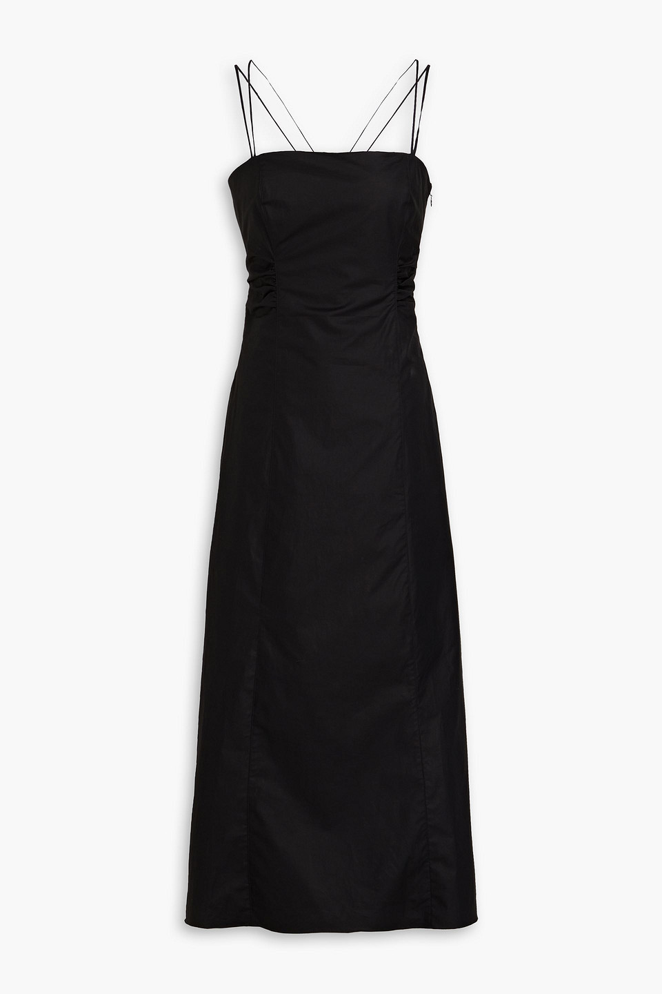 Cutout cotton-blend poplin midi dress
