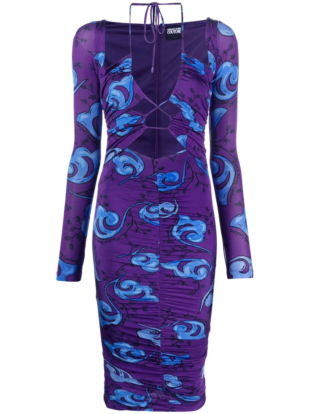 Floral-print midi dress - Purple