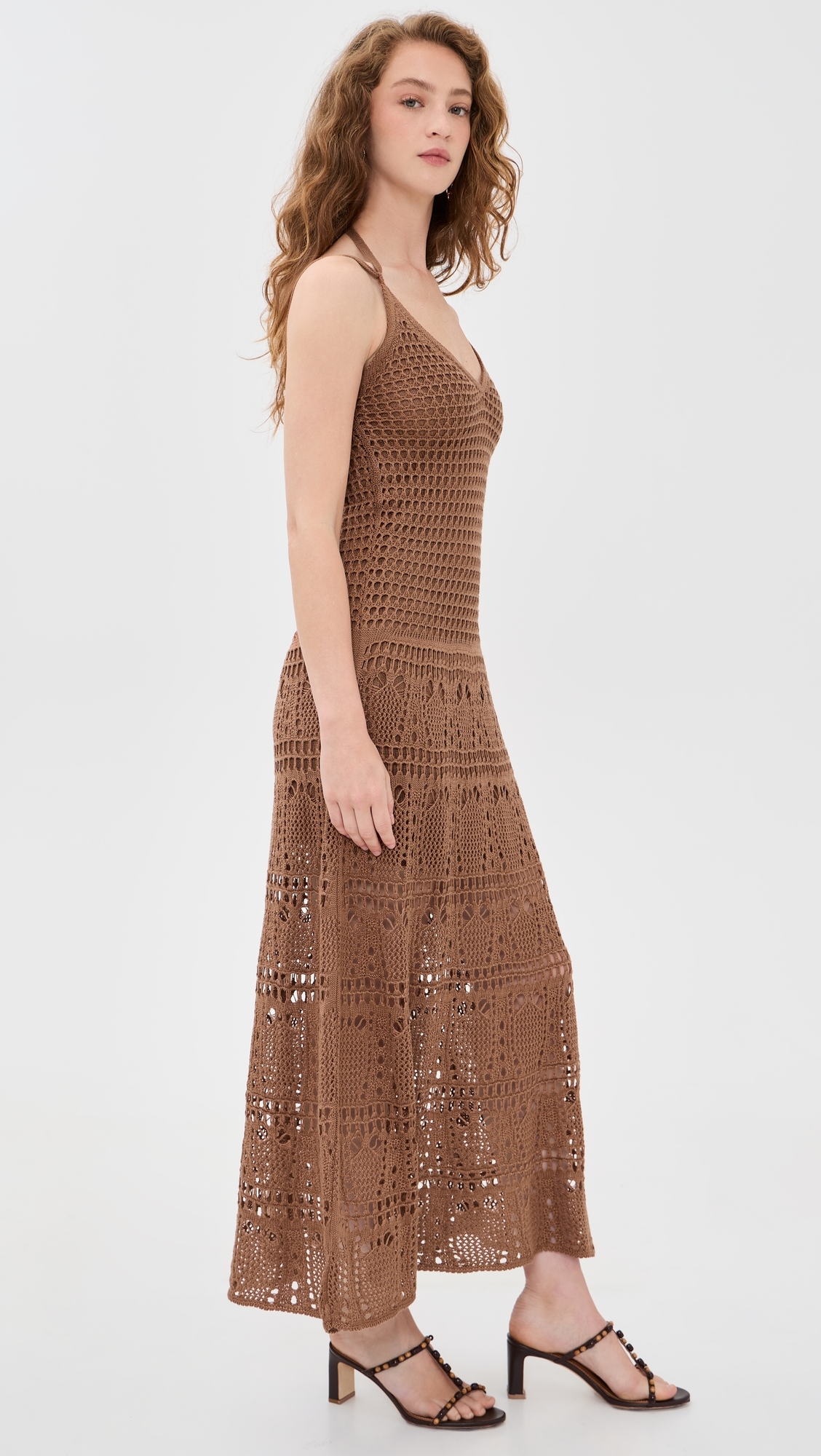 Vintage Tricot Maxi Dress Brown Castanha