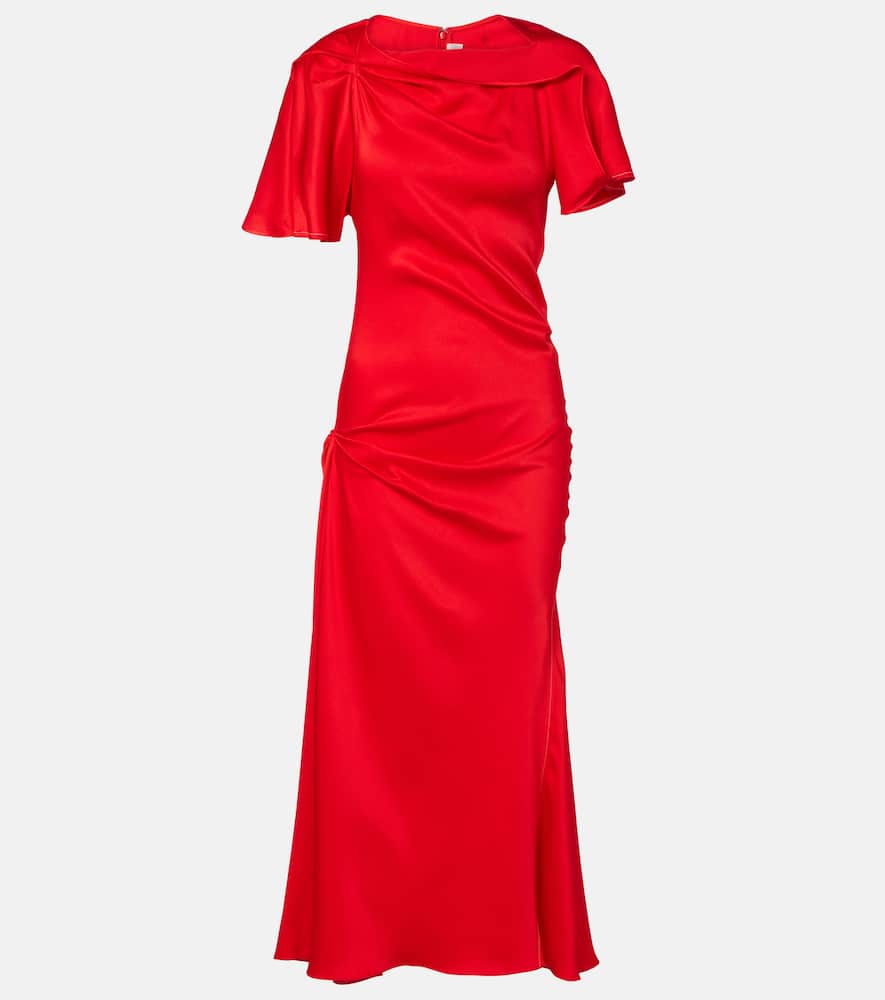 Draped gathered midi dress