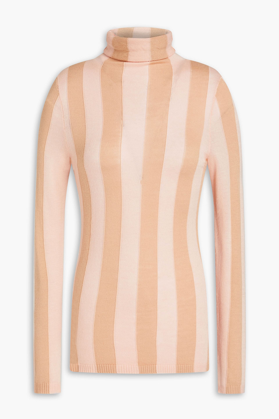 Striped intarsia-knit turtleneck sweater - Pink - 3