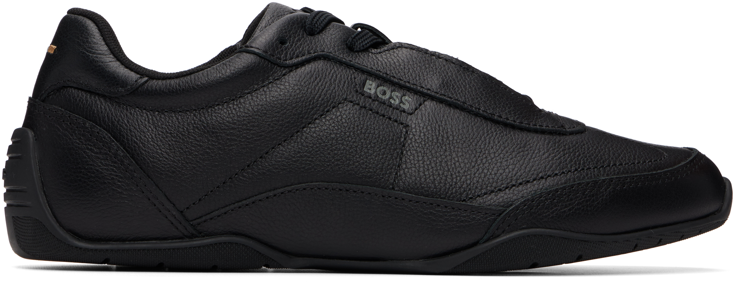 Black Logo Detail Leather Sneakers