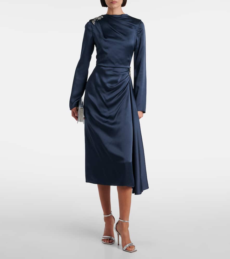 Crystal-embellished satin cady cocktail dress