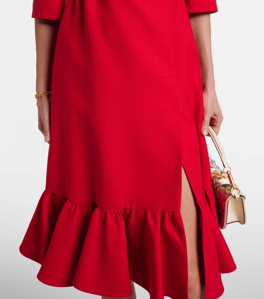 Crepe Couture embellished ruffled midi dress
