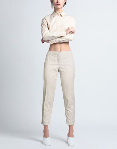 Woman Pants Beige Size 4 Cotton, Linen, Elastane
