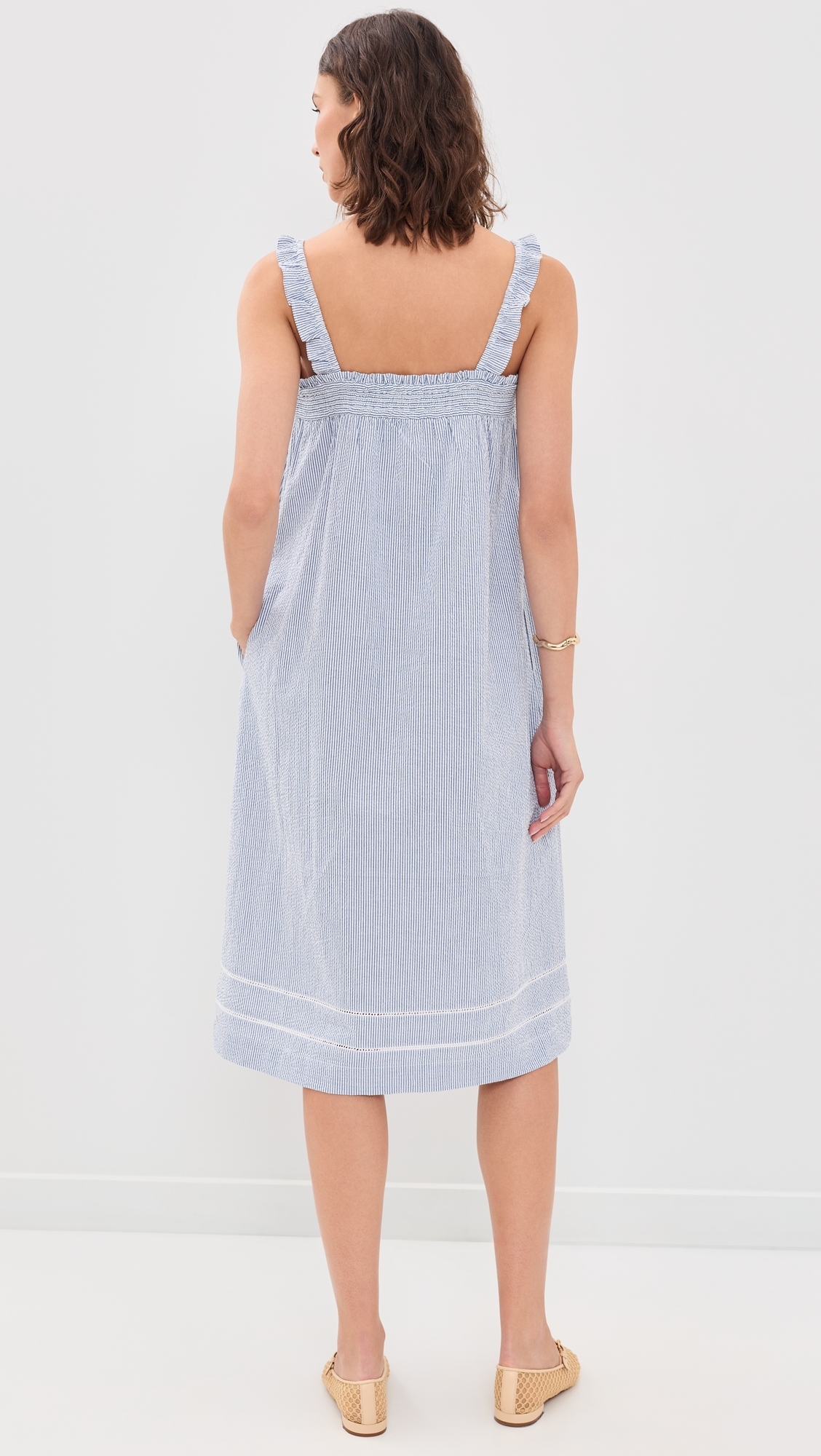 Felicity Dress Blue/White Seersucker