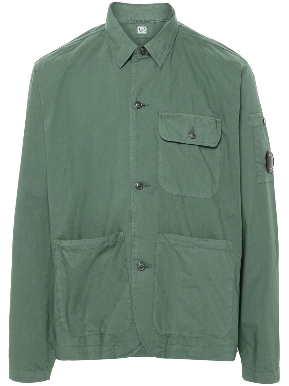 Lens-detail cotton shirt - Green