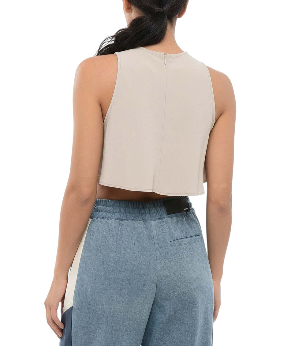 Beige Crew Neck Top